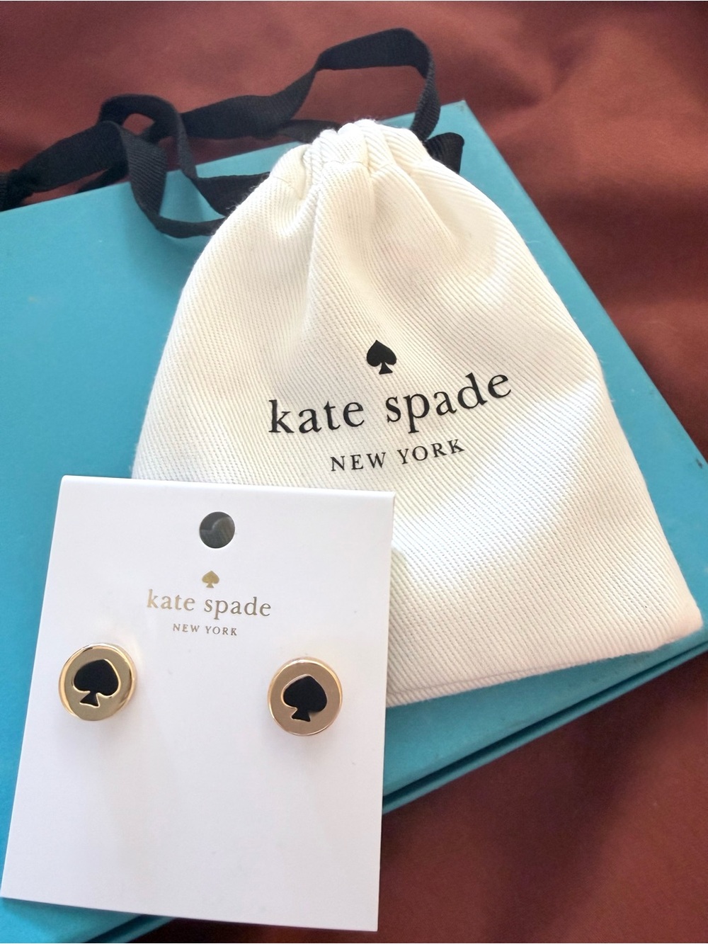 Kate Spade New York Black & Gold Spade Stud Earrings